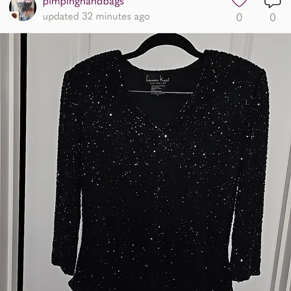 Laurence Kazar Womens Dress Vtg Sz S Beaded Black Silk Evening Zipper VG… - Picture 16 of 16